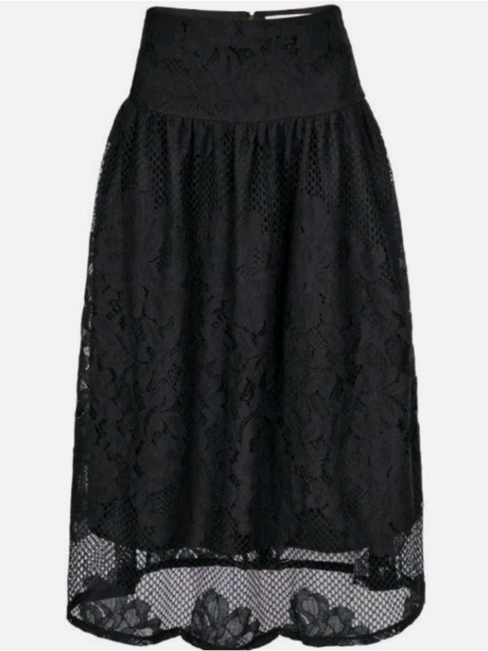 Wray Black Lace Midi Skirt with High Waist Panel XL